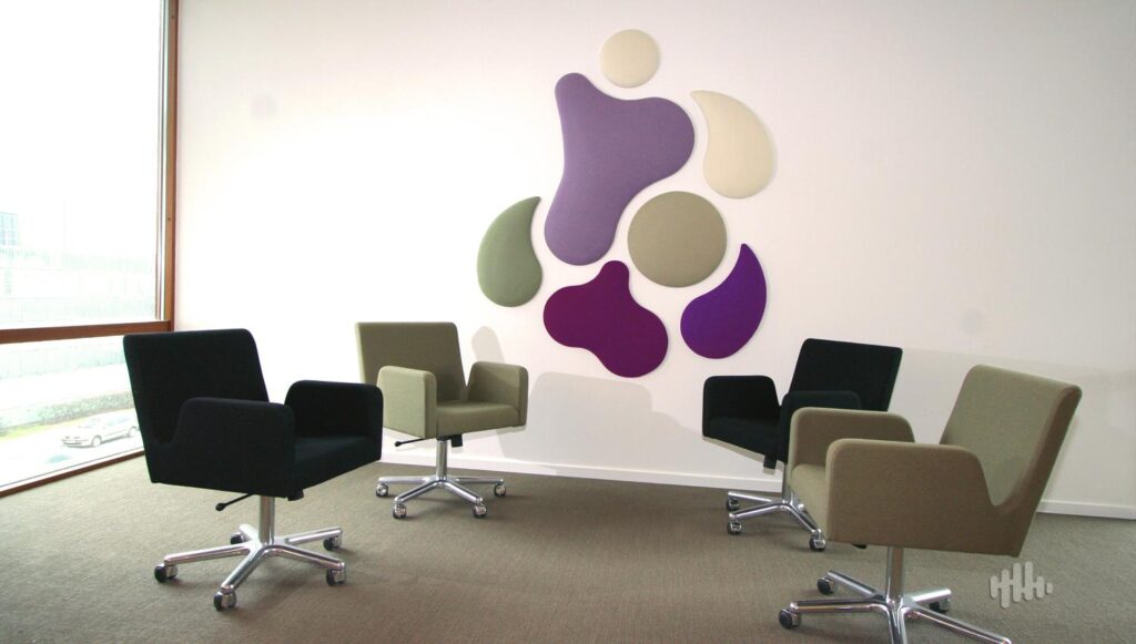 Panneau acoustique mural, absorbant et décoratif pour bureaux